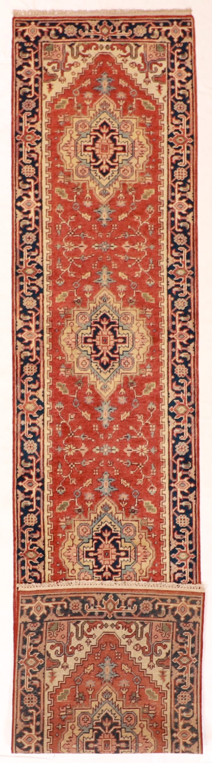 W 2.3 L 13.1 Serapie Runner 100% Wool Handmade Geometric Design - 62954