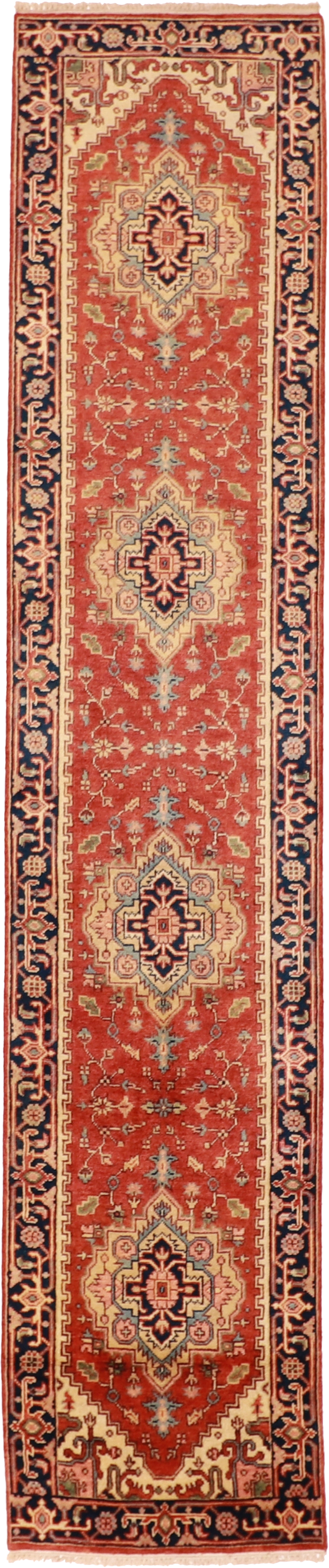 W 2.3 L 13.1 Serapie Runner 100% Wool Hand-Woven Geometric Design - 62954