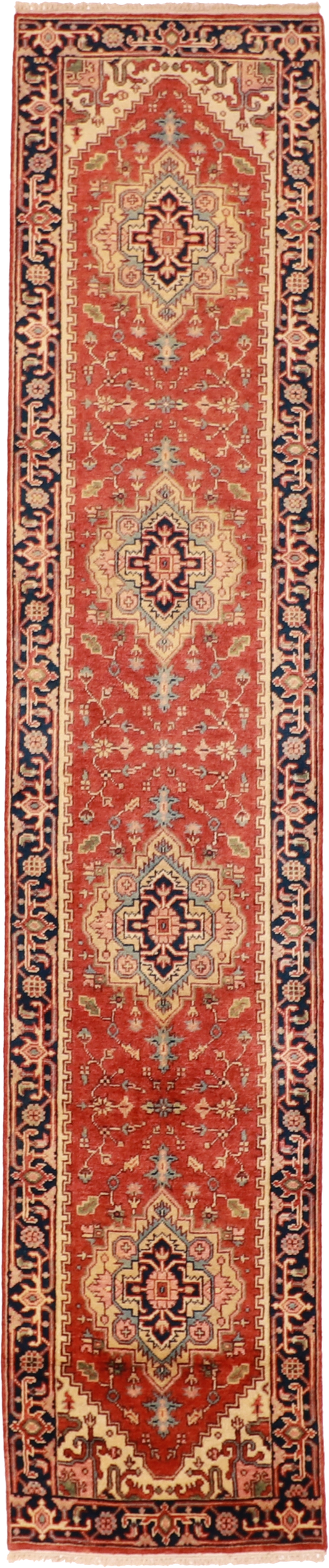 W 2.3 L 13.1 Serapie Runner 100% Wool Hand-Woven Geometric Design - 62954