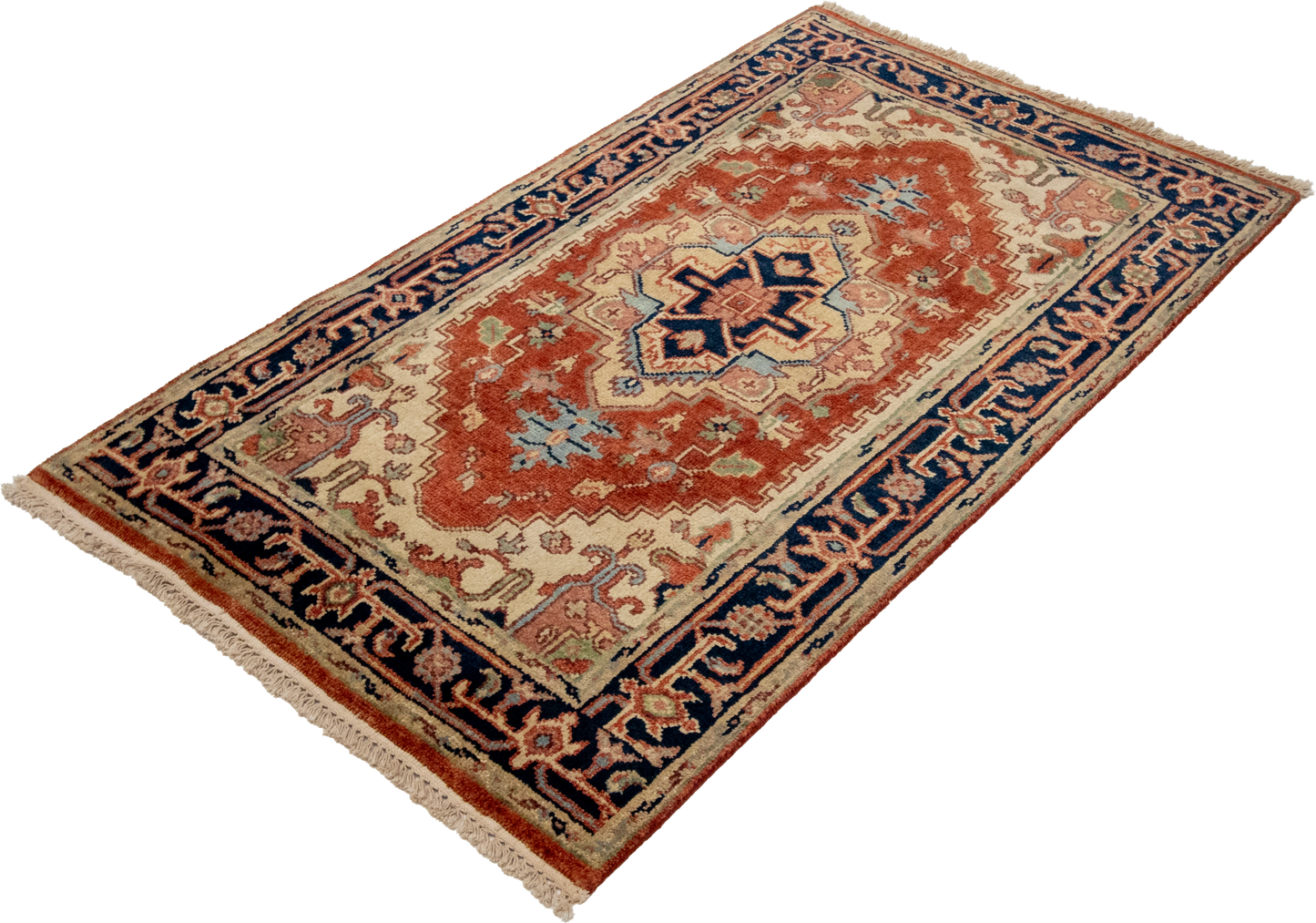 W 3 L 4.10 Serapie 100% Wool Hand-Woven Geometric Design - 62955