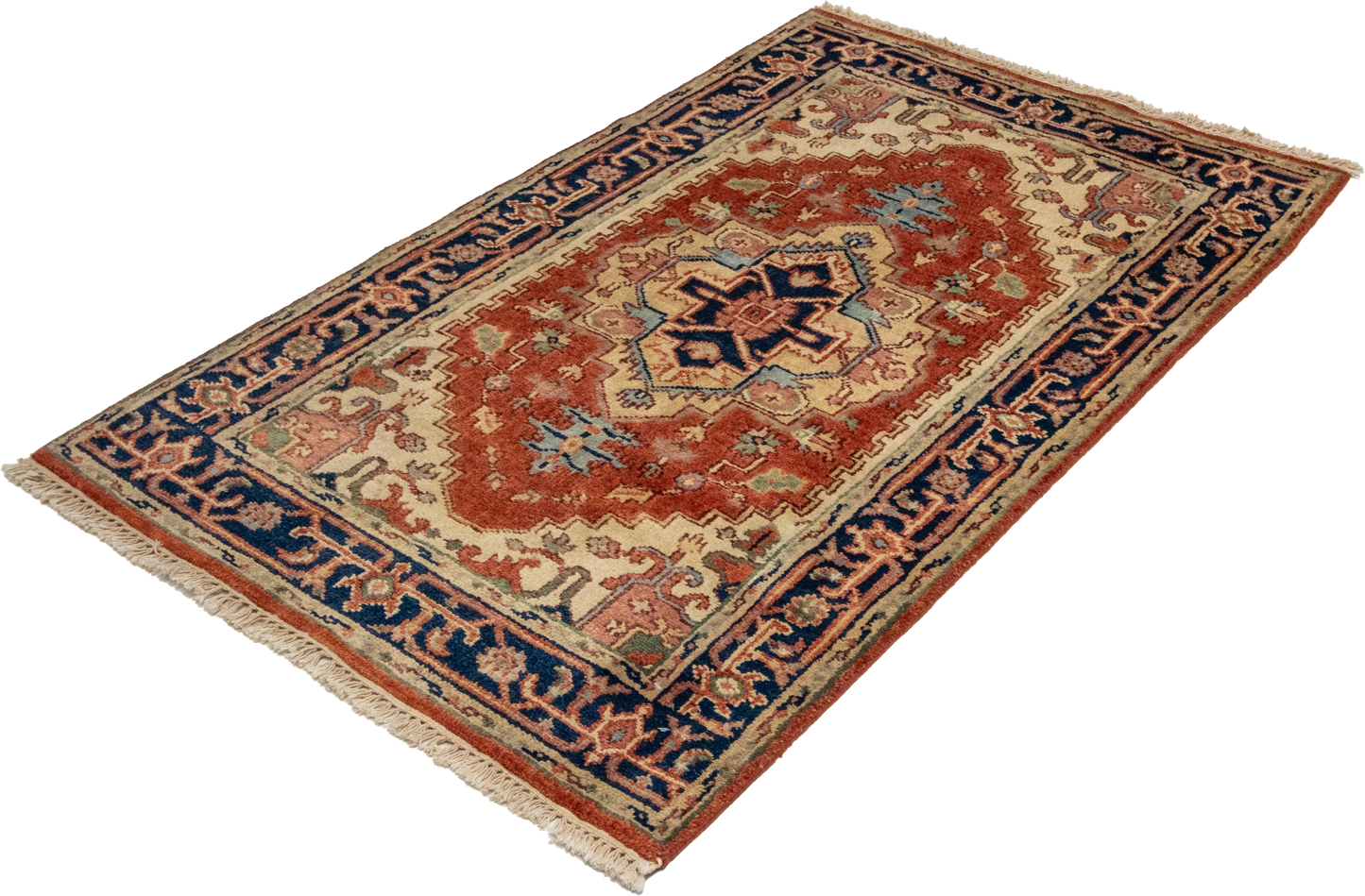 W 3 L 4.10 Serapie 100% Wool Hand-Woven Geometric Design - 62955