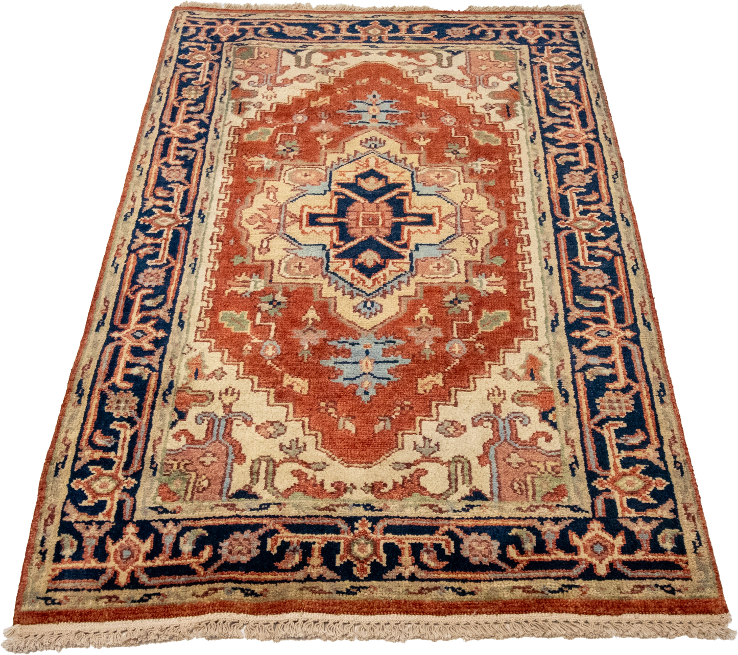 W 3 L 4.10 Serapie 100% Wool Hand-Woven Geometric Design - 62955