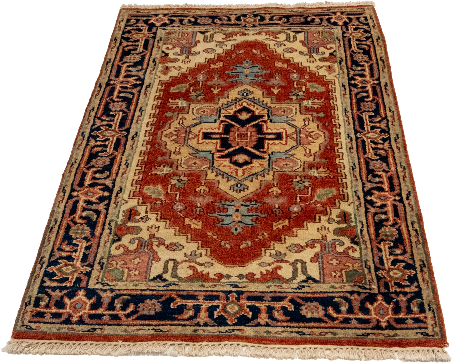 W 3 L 4.10 Serapie 100% Wool Hand-Woven Geometric Design - 62955