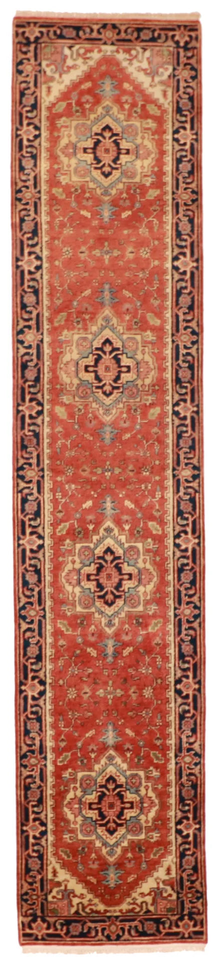 W 2.8 L 12.9 Serapie Runner 100% Wool Handmade Geometric Design - 62958