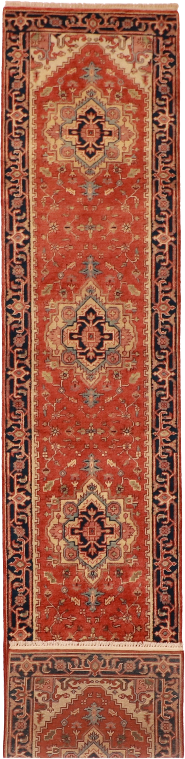 W 2.8 L 12.9 Serapie Runner 100% Wool Hand-Woven Geometric Design - 62958