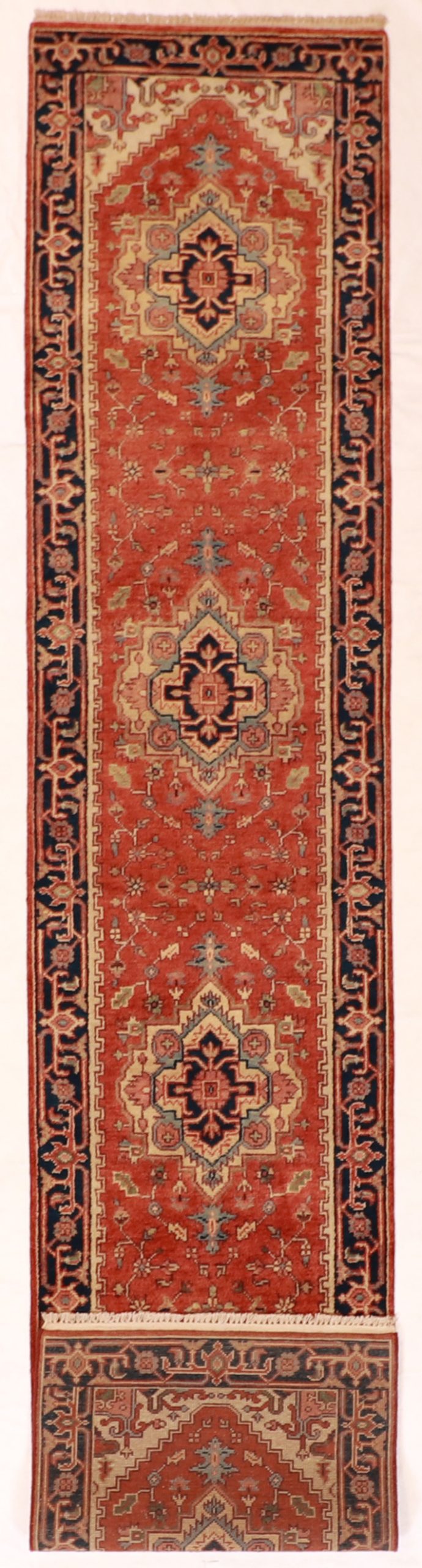 W 2.8 L 12.9 Serapie Runner 100% Wool Handmade Geometric Design - 62958