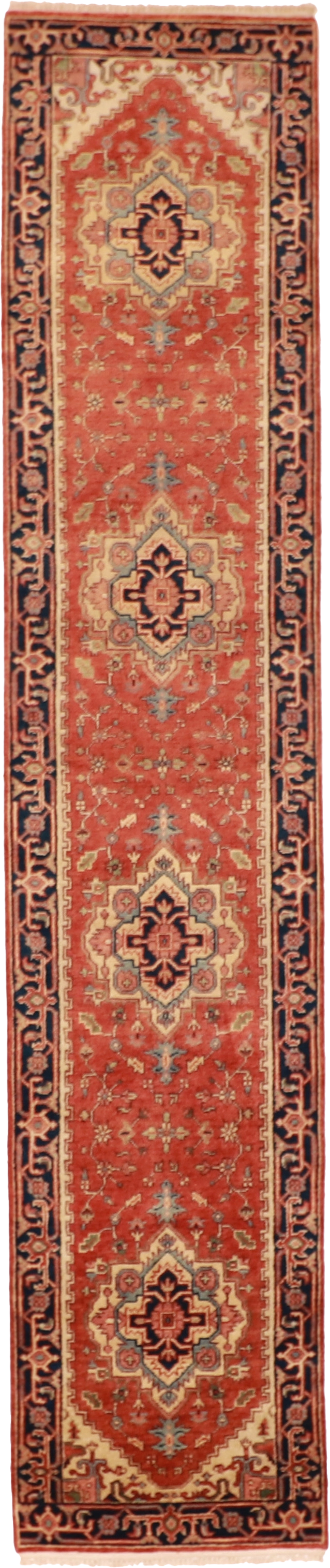 W 2.8 L 12.9 Serapie Runner 100% Wool Hand-Woven Geometric Design - 62958
