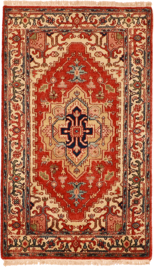 W 3.1 L 5.1 Serapie 100% Wool Hand-Woven Geometric Design - 62960