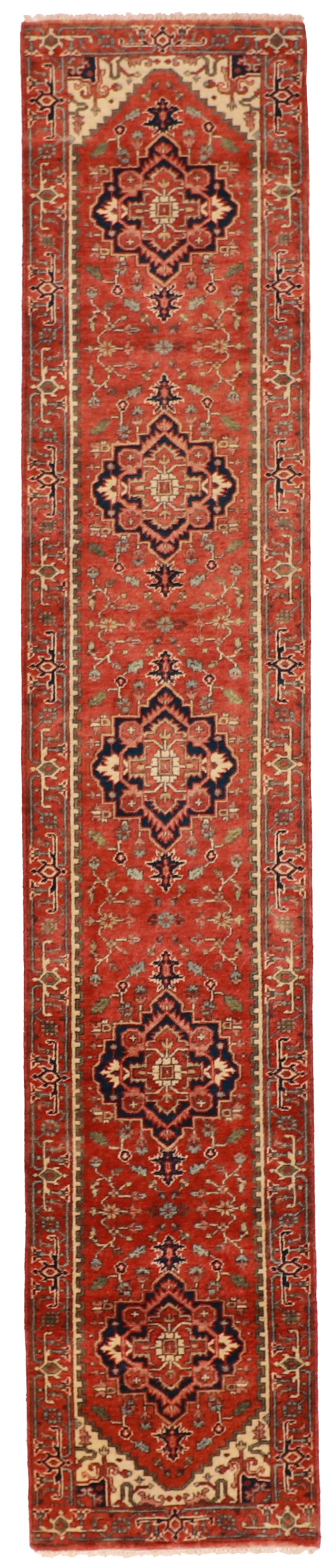 W 2.7 L 13.7 Serapi 100% Wool Hand-Woven Geometric Design - 62964