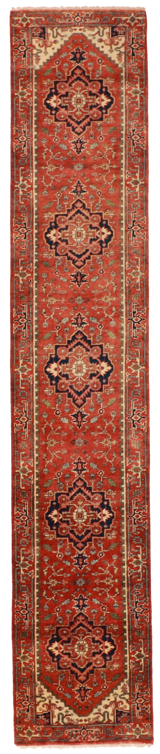 W 2.7 L 13.7 Serapi 100% Wool Hand-Woven Geometric Design - 62964