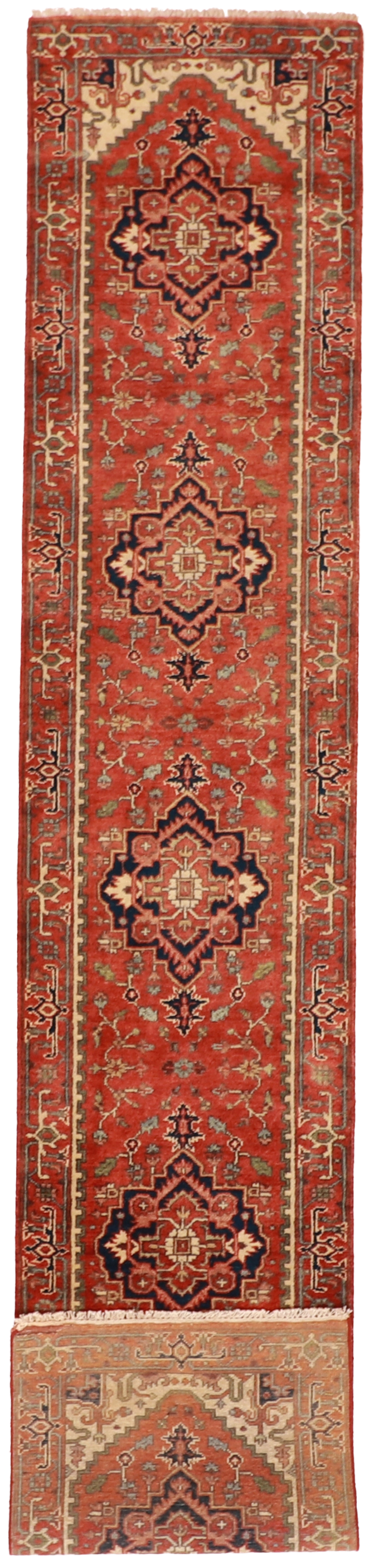 W 2.7 L 13.7 Serapi 100% Wool Hand-Woven Geometric Design - 62964