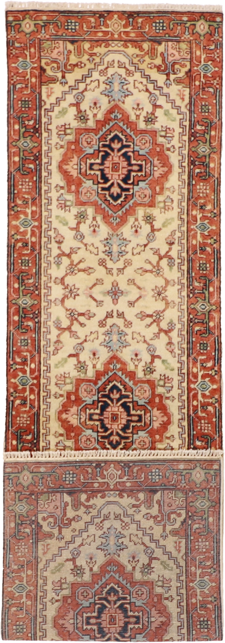 W 2.8 L 9.11 Serapie Runner 100% Wool Hand-Woven Geometric Design - 62965