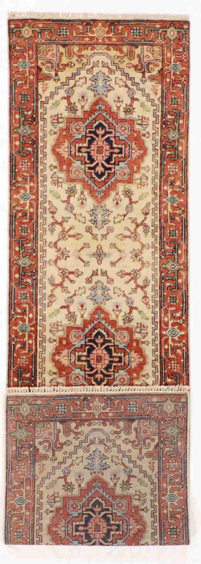 W 2.8 - L 9.11 - Serapie Fine/Wool Geometric Rectangle - Finest Hand-Knotted Quality Wool - 62965