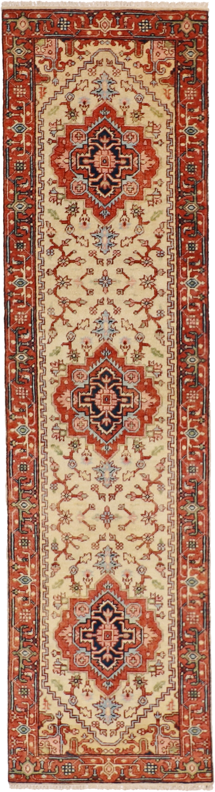 W 2.8 L 9.11 Serapie Runner 100% Wool Hand-Woven Geometric Design - 62965