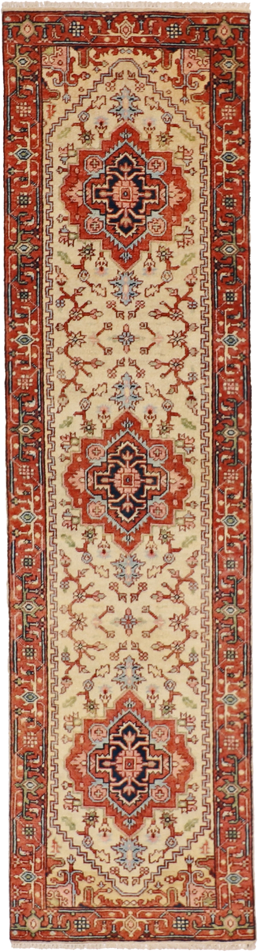 W 2.8 L 9.11 Serapie Runner 100% Wool Hand-Woven Geometric Design - 62965