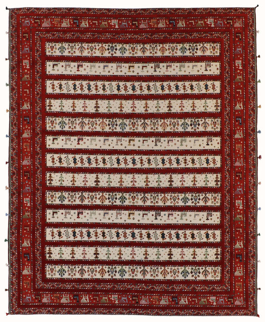 8.2 x 10.2 - Baluch Wool Traditional Rectangle - Finest Hand-Knotted Quality Wool — 62986