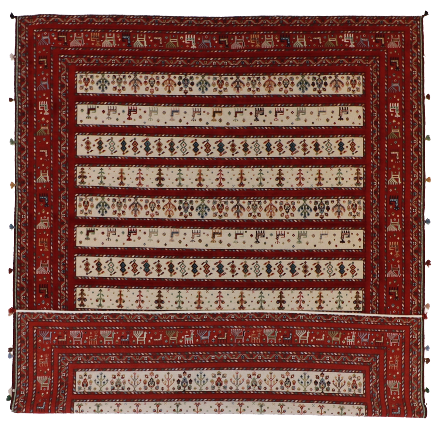 W 8.2 - L 10.2 - Baluch Wool Traditional Rectangle - Finest Hand-Knotted Quality Wool - 62986