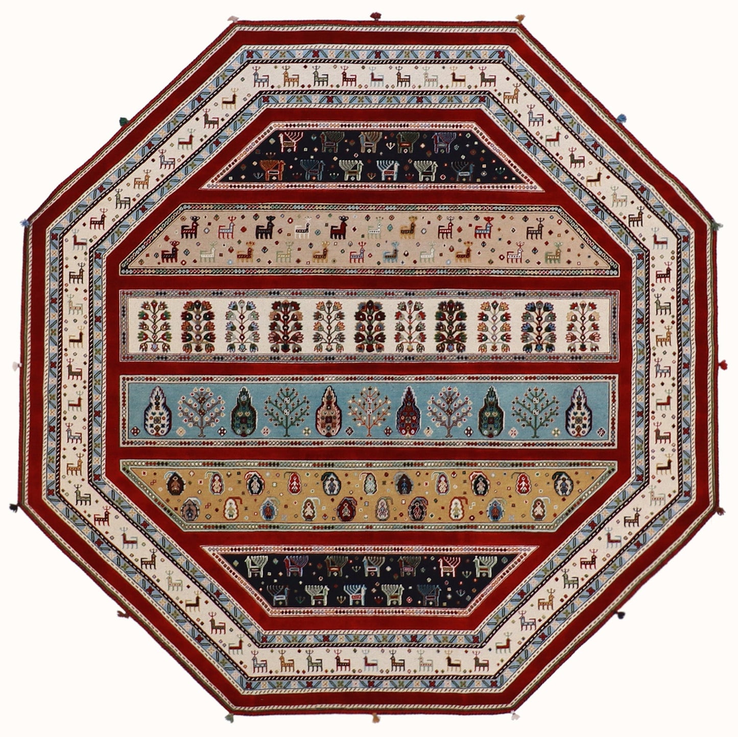 8.4 x 8.4 Octagon  - Baluch Fine/Wool Geometric Rectangle - Hand Knotted Rug — 63013