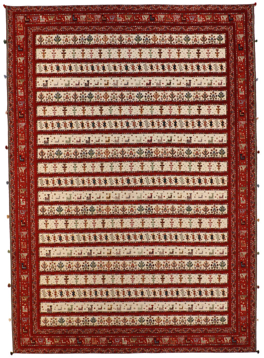 10.4 x 14.7 - Lori Fine/Wool All Over Rectangle - Finest Hand-Knotted Quality Wool — 63014