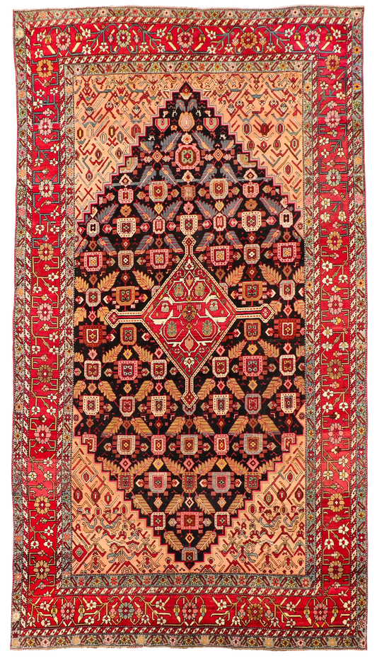 W 8.8 L 16.2 Azarbaijan 100% Wool Handmade Geometric Design - 63018
