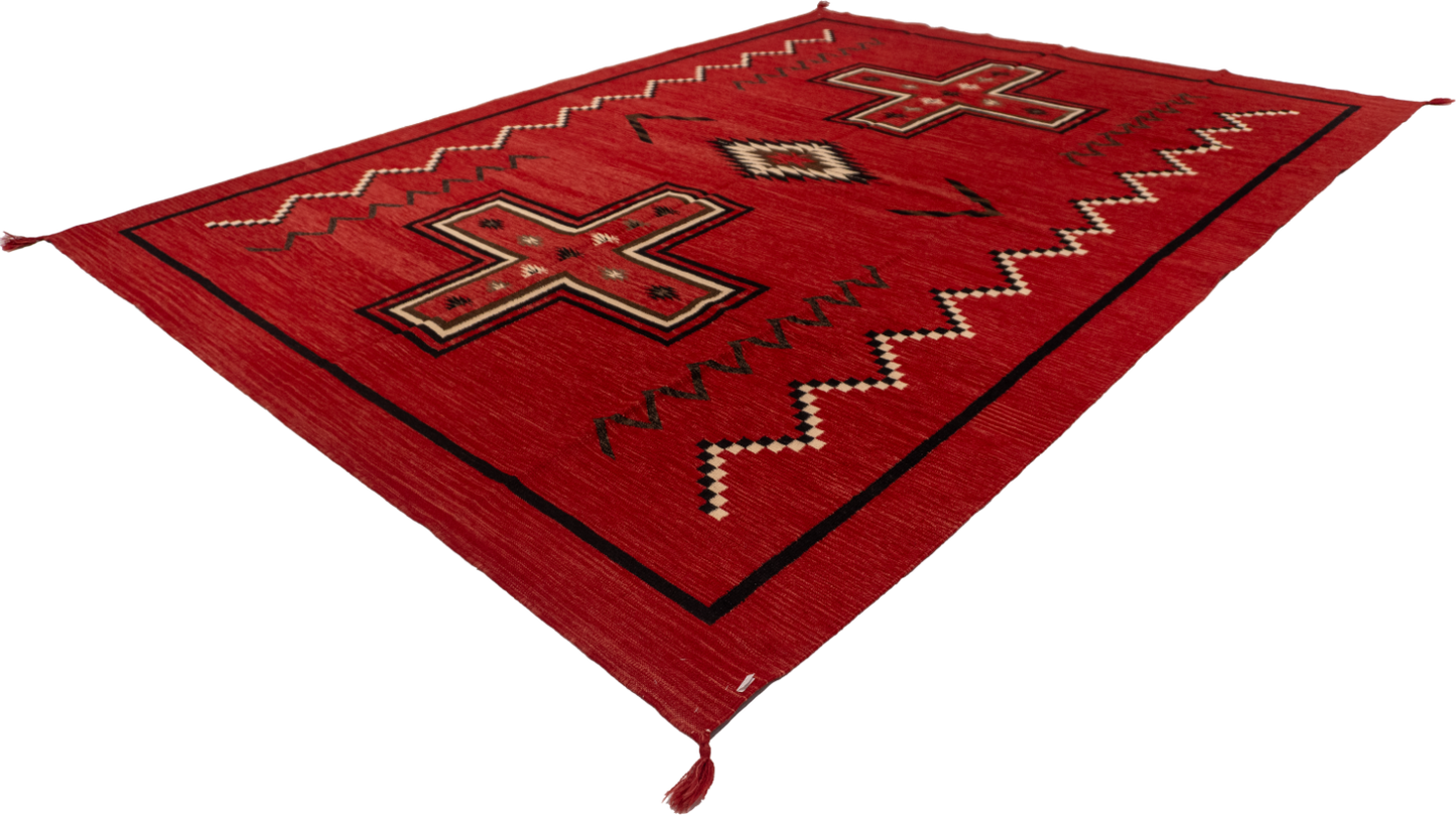W 8.5 L 11.2 Navajo 100% Wool Hand-Woven Kilim Design - 63028