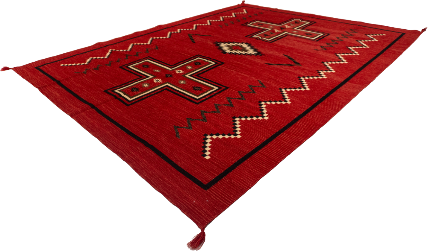 W 8.5 L 11.2 Navajo 100% Wool Hand-Woven Kilim Design - 63028