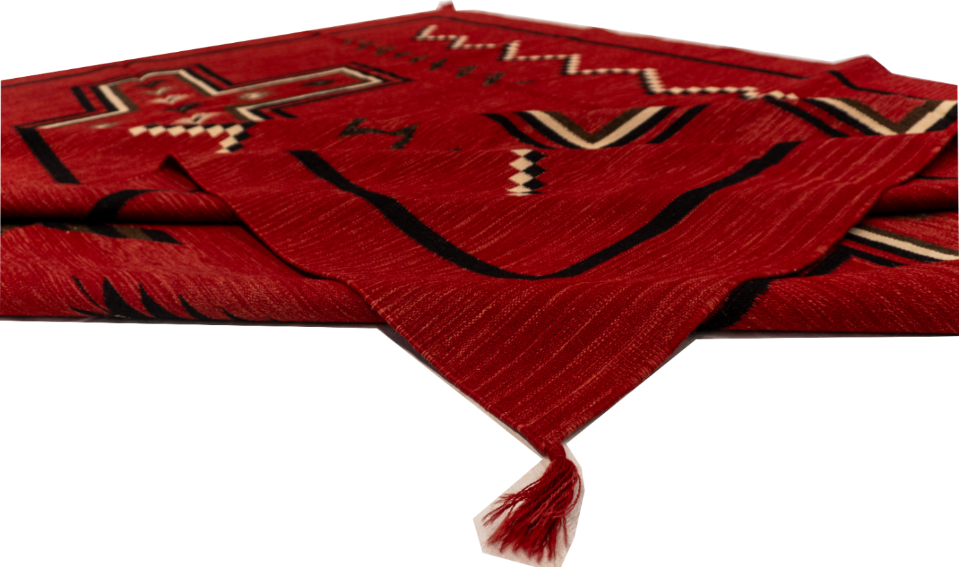 W 8.5 L 11.2 Navajo 100% Wool Hand-Woven Kilim Design - 63028