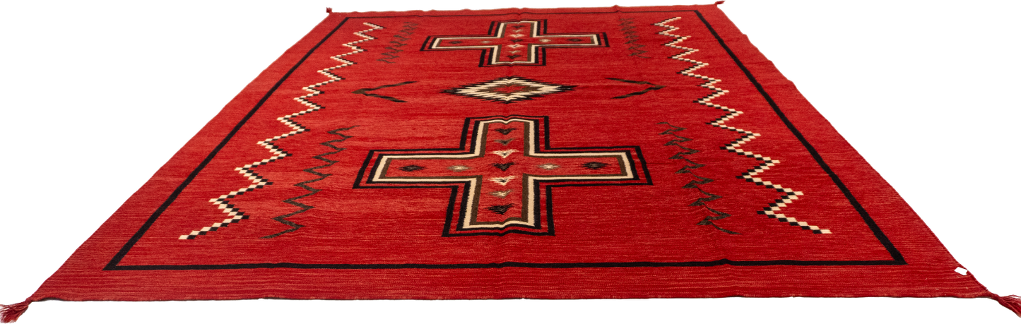 W 8.5 L 11.2 Navajo 100% Wool Hand-Woven Kilim Design - 63028