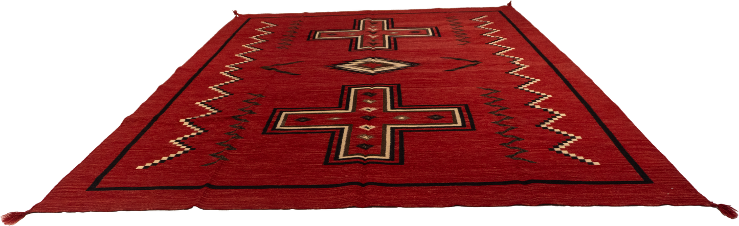W 8.5 L 11.2 Navajo 100% Wool Hand-Woven Kilim Design - 63028
