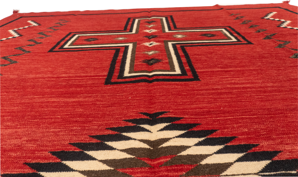 W 8.5 L 11.2 Navajo 100% Wool Hand-Woven Kilim Design - 63028