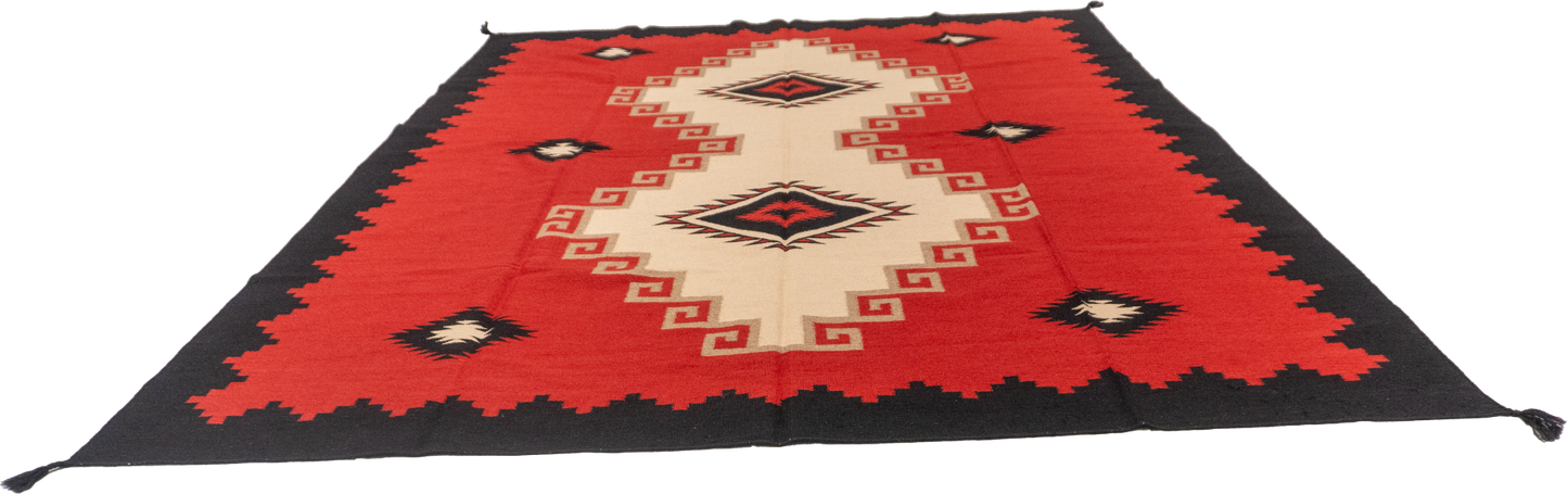 W 8.11 L 12 Navajo 100% Wool Hand-Woven Kilim Design - 63031