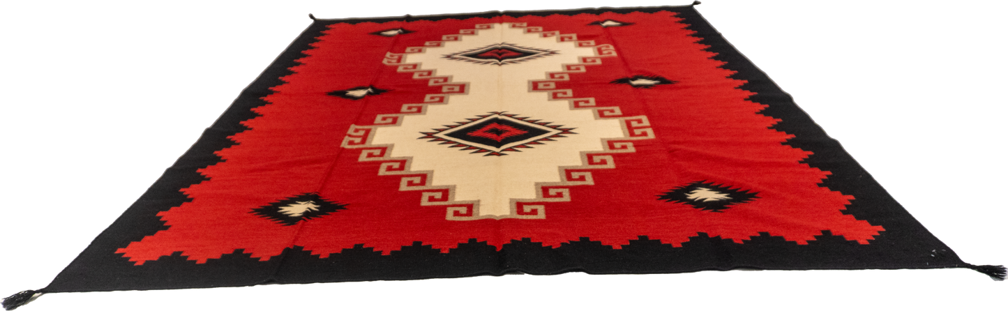 W 8.11 L 12 Navajo 100% Wool Hand-Woven Kilim Design - 63031