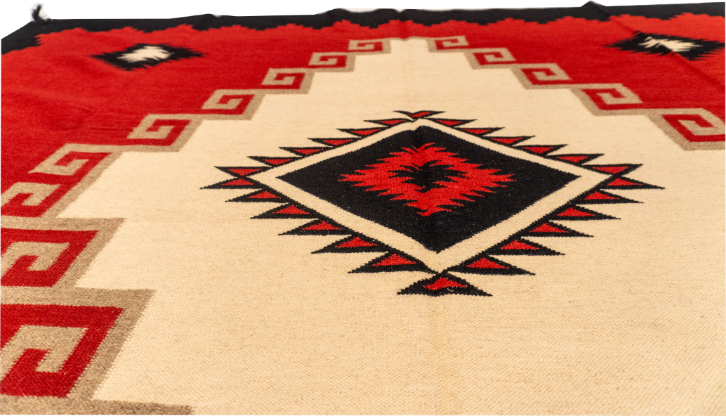 W 8.11 L 12 Navajo 100% Wool Hand-Woven Kilim Design - 63031