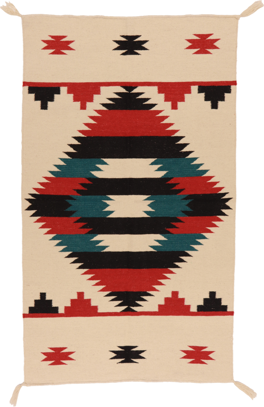 W 3 L 5 Kilim 100% Wool Hand-Woven Navajo Design - 63033