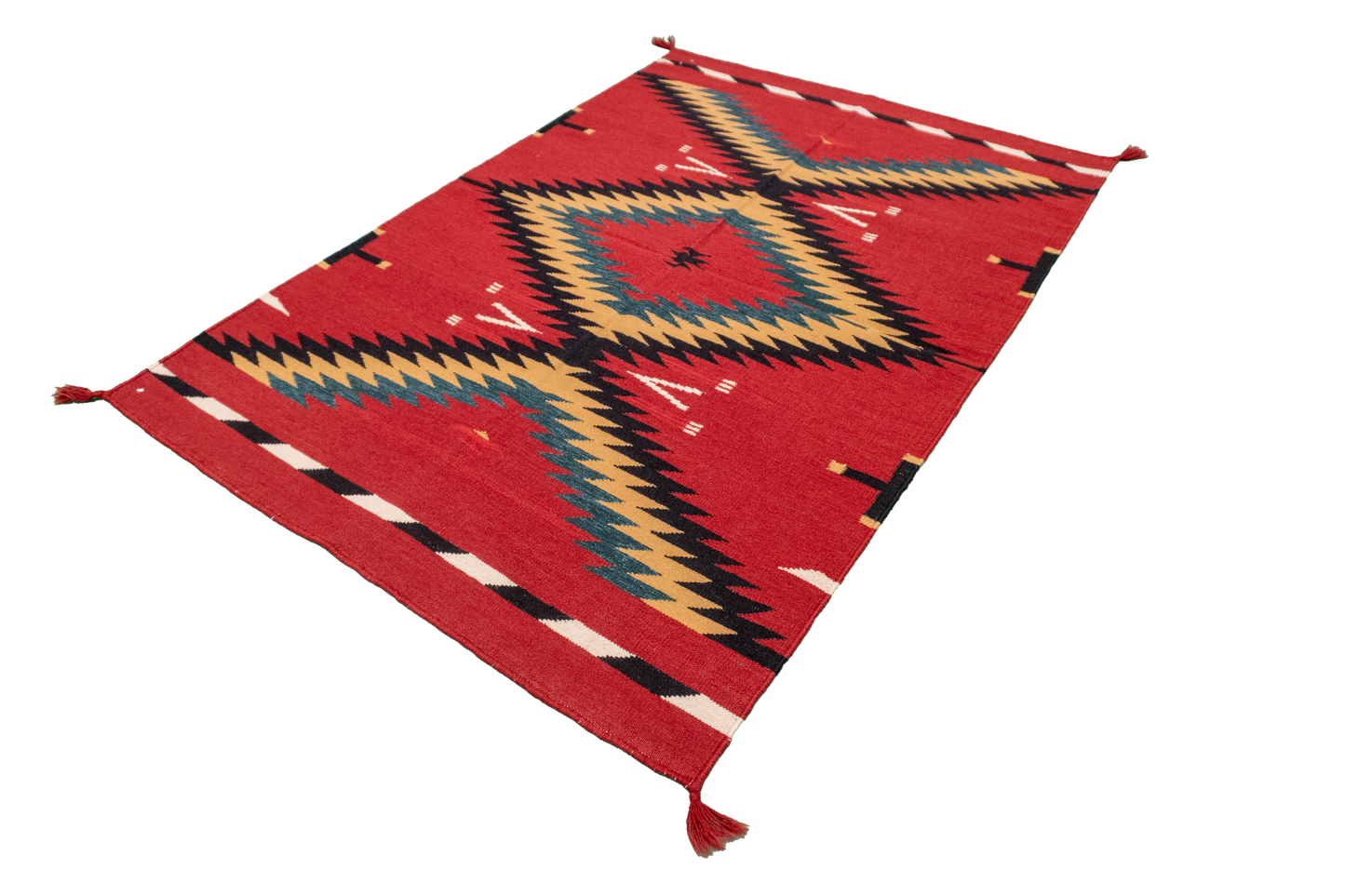 W 4.3 - L 6 - Navajo Fine/Wool Kilim Rectangle - Finest Hand-Made Quality Wool - 63038