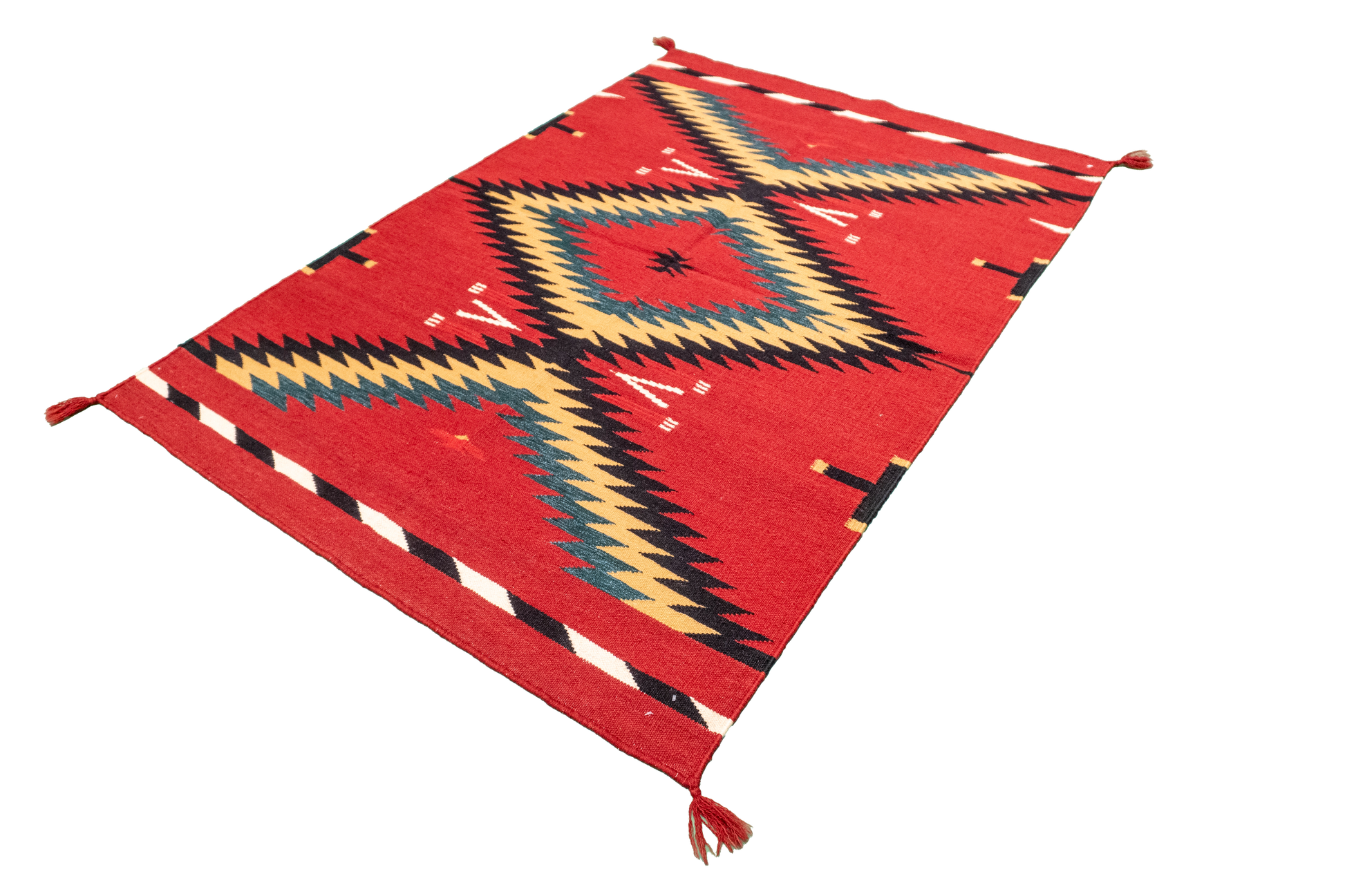 W 4.3 - L 6 - Navajo Fine/Wool Kilim Rectangle - Finest Hand-Made Quality Wool - 63038
