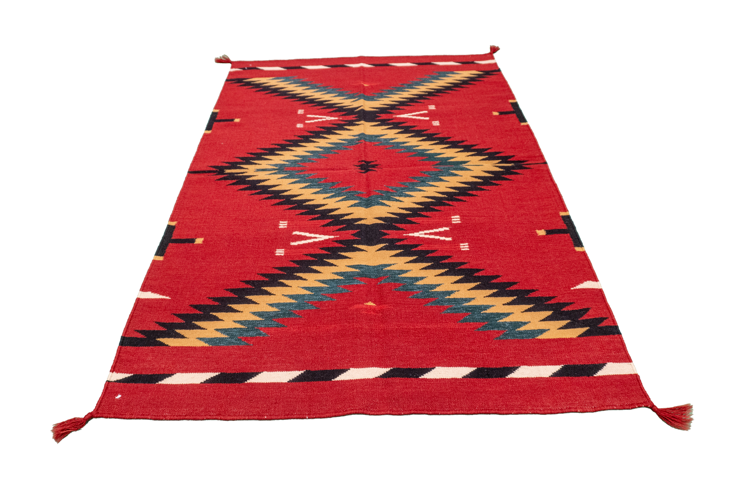W 4.3 - L 6 - Navajo Fine/Wool Kilim Rectangle - Finest Hand-Made Quality Wool - 63038