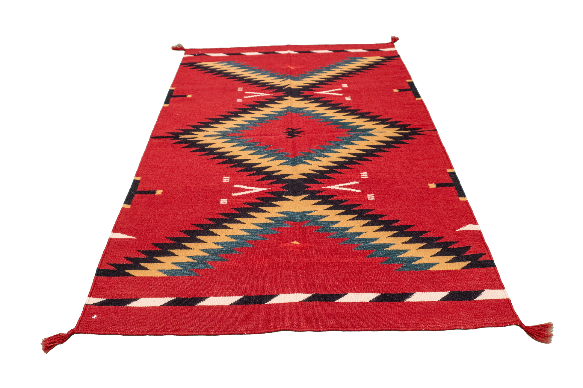 W 4.3 - L 6 - Navajo Fine/Wool Kilim Rectangle - Finest Hand-Made Quality Wool - 63038