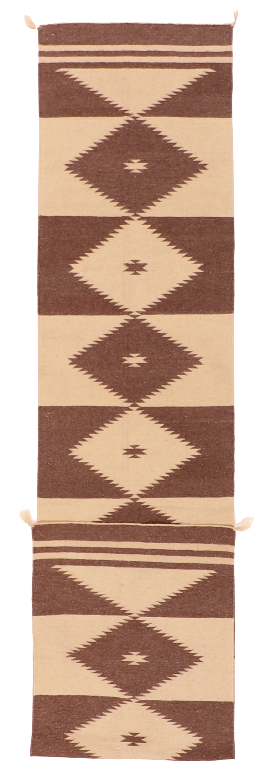 W 2.5 L 12.1 Kilim Runner 100% Wool Hand-Woven Navajo Design - 63057