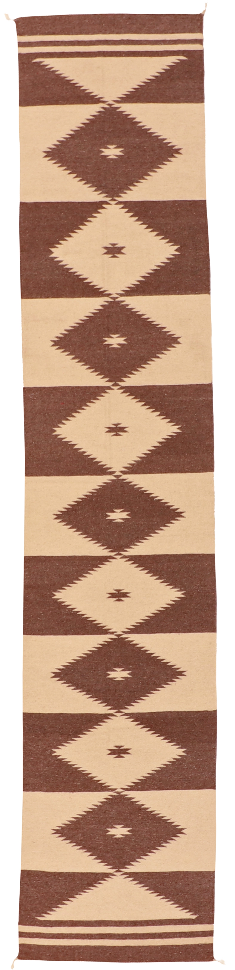 W 2.5 L 12.1 Kilim Runner 100% Wool Hand-Woven Navajo Design - 63057