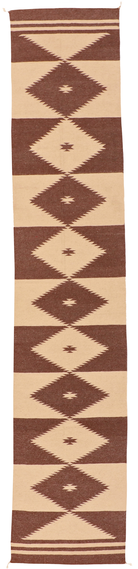 W 2.5 L 12.1 Kilim Runner 100% Wool Hand-Woven Navajo Design - 63057