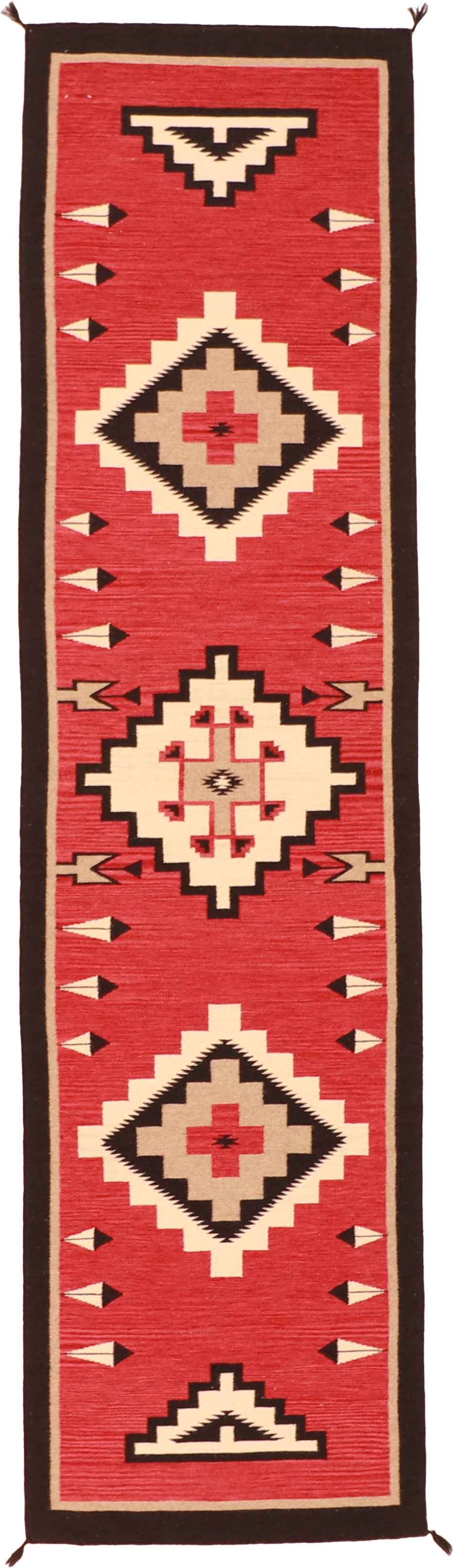 W 2.6 L 12 Kilim Runner 100% Wool Hand-Woven Navajo Design - 63061
