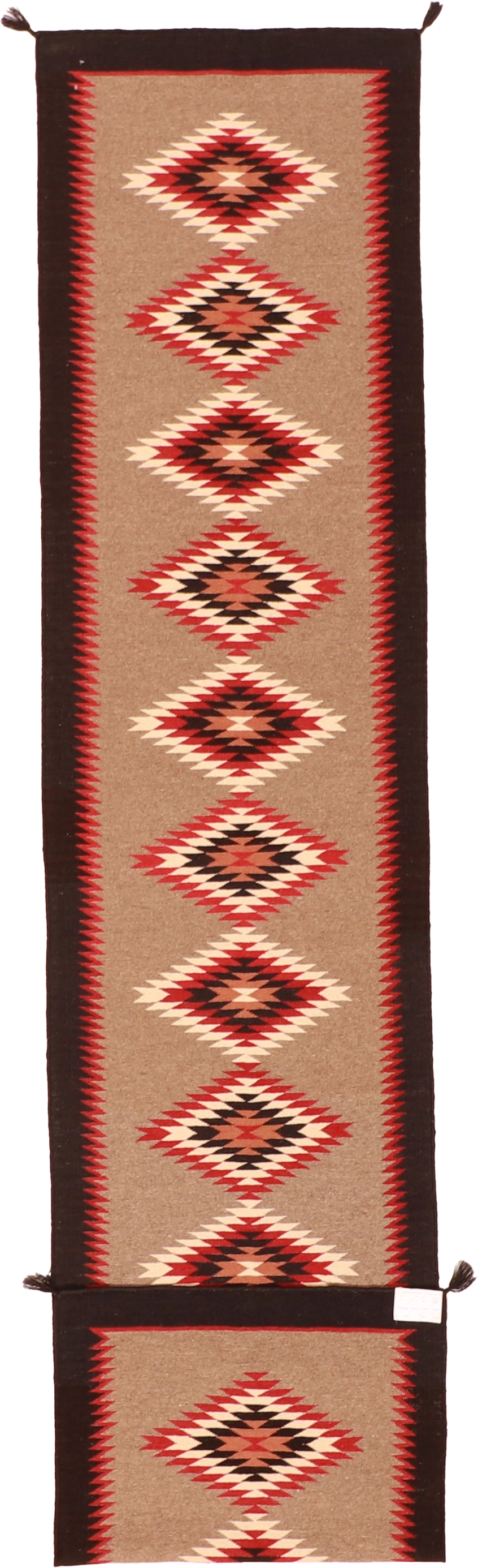 W 2.7 L 12.1 Kilim Runner 100% Wool Hand-Woven Navajo Design - 63062