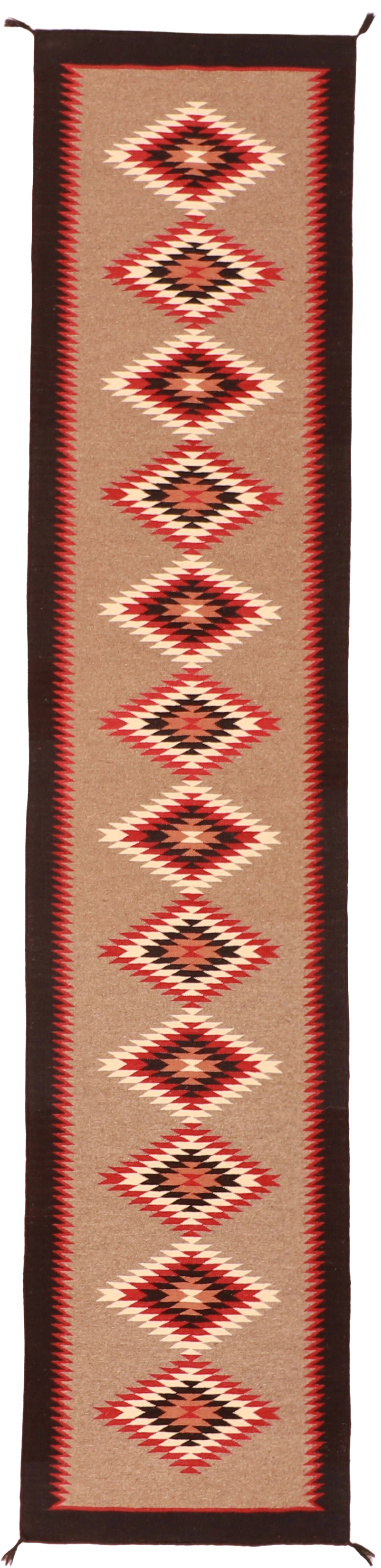 W 2.7 L 12.1 Kilim Runner 100% Wool Hand-Woven Navajo Design - 63062
