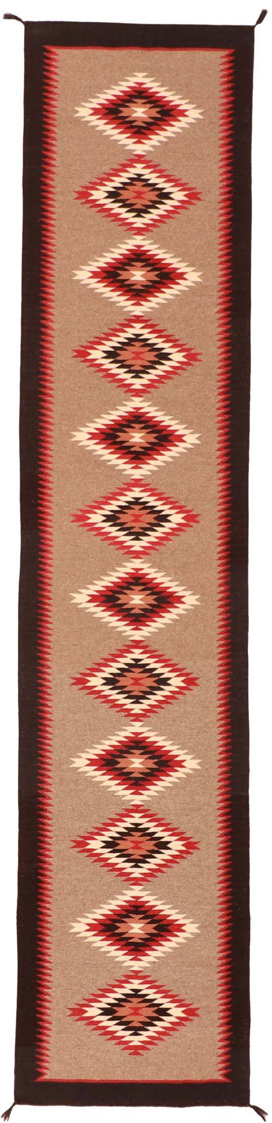 W 2.7 L 12.1 Kilim Runner 100% Wool Hand-Woven Navajo Design - 63062