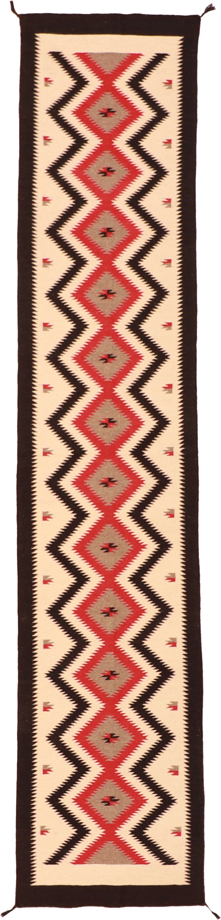 W 2.4 L 11.10 Kilim Runner 100% Wool Hand-Woven Navajo Design - 63063