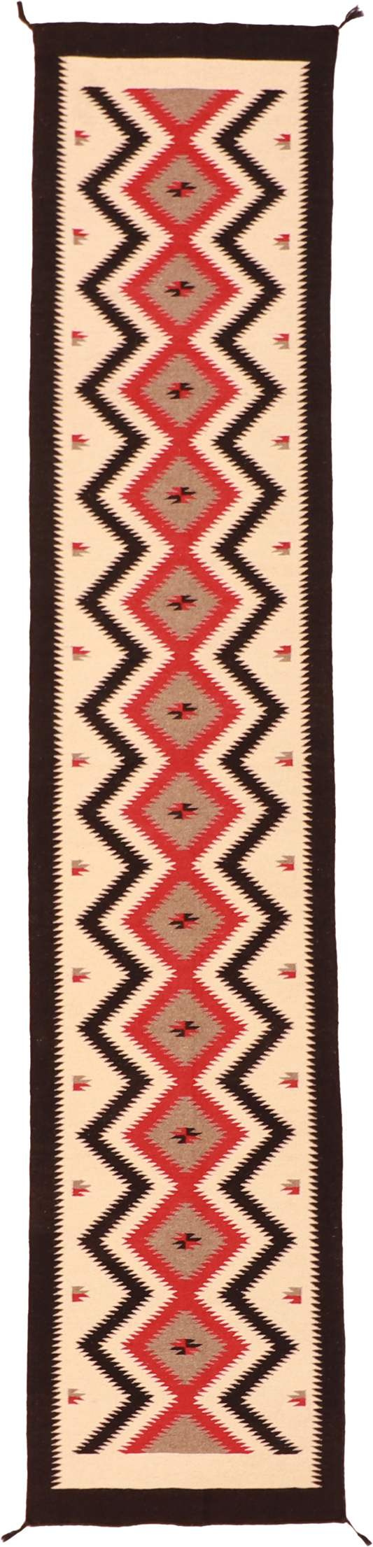 W 2.4 L 11.10 Kilim Runner 100% Wool Hand-Woven Navajo Design - 63063