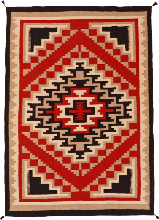 W 5 L 7.1 Kilim 100% Wool Hand-Woven Navajo Design - 63079