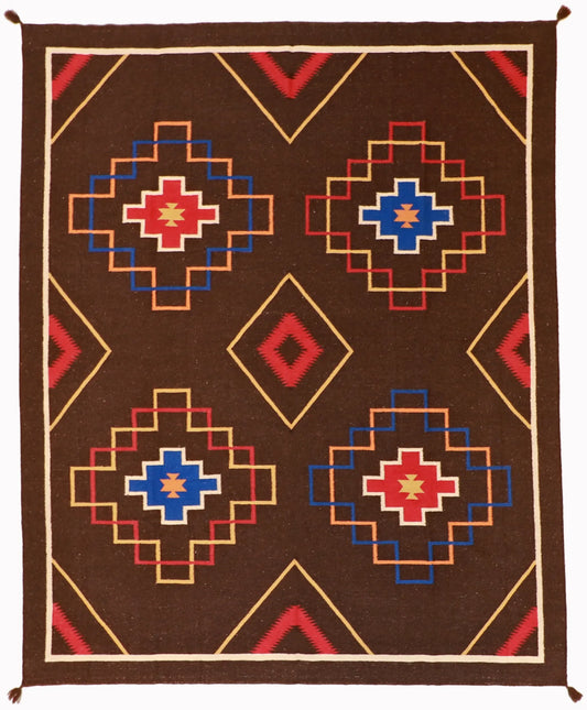 8 x 10 - Navajo Fine/Wool Kilim Rectangle - Finest Hand-Made Quality Wool — 63081