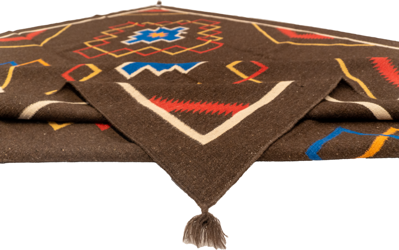 W 8 L 10 Navajo 100% Wool Hand-Woven Kilim Design - 63081
